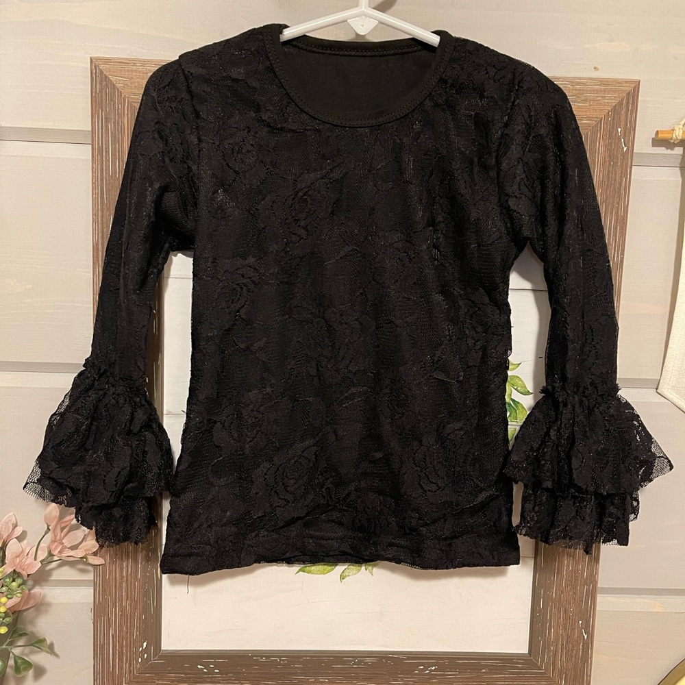 Black lace long sleeve shirt